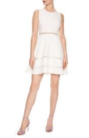 sandro Bleu Gris Eyelet Fit  amp  Flare Dress in Ecru at Nordstrom